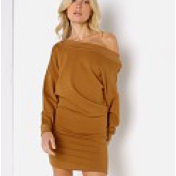 NEW Indah Body Baby Ruth Boatneck Mini Dress in Port Size 1 US Small Burgundy - Picture 2 of 15